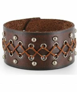 Moonshine Spirit Men's Wide Leather Cuff Brown