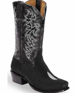 Moonshine Spirit Men's Stingray Exotic Boots - Square Toe Black