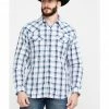 Moonshine Spirit Men's Fireball Plaid Long Sleeve Western Shirt  White
