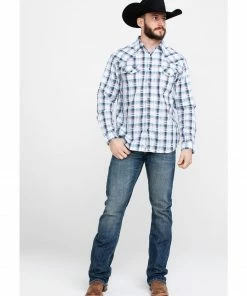 Moonshine Spirit Men's Fireball Plaid Long Sleeve Western Shirt  White -Moonshine Spirit Shop 2000279216 100 P6