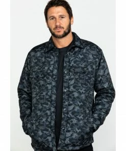 Moonshine Spirit Men's Camo Trooper Ripstop Quilted Shirt Jacket  Black -Moonshine Spirit Shop 2000282811 001 P1 1