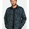 Moonshine Spirit Men's Camo Trooper Ripstop Quilted Shirt Jacket  Black