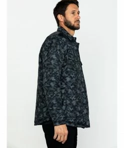 Moonshine Spirit Men's Camo Trooper Ripstop Quilted Shirt Jacket  Black -Moonshine Spirit Shop 2000282811 001 P3