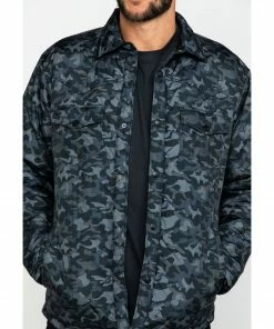 Moonshine Spirit Men's Camo Trooper Ripstop Quilted Shirt Jacket  Black -Moonshine Spirit Shop 2000282811 001 P4