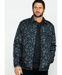 Moonshine Spirit Men's Camo Trooper Ripstop Quilted Shirt Jacket  Black -Moonshine Spirit Shop 2000282811 001 P5