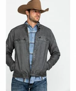 Moonshine Spirit Men's Gearhead Washed Faux Leather Moto Jacket  Black