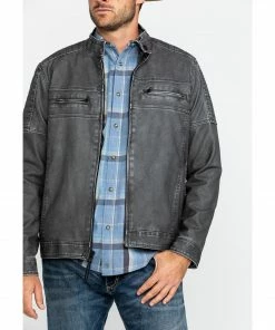 Moonshine Spirit Men's Gearhead Washed Faux Leather Moto Jacket  Black -Moonshine Spirit Shop 2000282814 001 P5