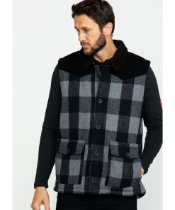 Moonshine Spirit Men's Countryman Buffalo Check Plaid Corduroy Vest  Black