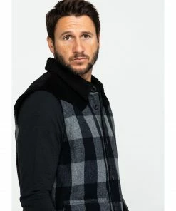 Moonshine Spirit Men's Countryman Buffalo Check Plaid Corduroy Vest  Black -Moonshine Spirit Shop 2000282817 001 P3