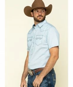 Moonshine Spirit Men's Diamond Road Geo Print Short Sleeve Western Shirt  Light Blue -Moonshine Spirit Shop 2000296077 450 P3