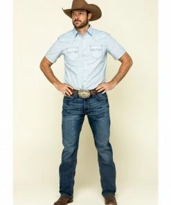 Moonshine Spirit Men's Diamond Road Geo Print Short Sleeve Western Shirt  Light Blue -Moonshine Spirit Shop 2000296077 450 P6