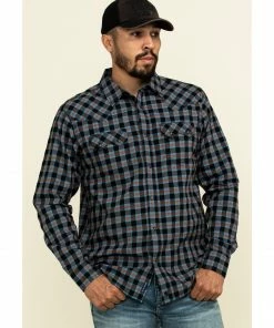 Moonshine Spirit Men's Train Track Check Plaid Long Sleeve Western Shirt  Black -Moonshine Spirit Shop 2000296128 001 P1 1