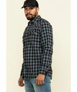 Moonshine Spirit Men's Train Track Check Plaid Long Sleeve Western Shirt  Black -Moonshine Spirit Shop 2000296128 001 P3