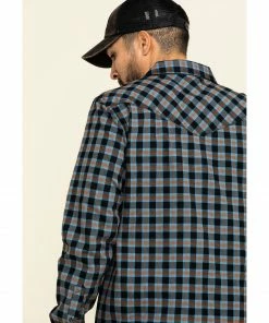 Moonshine Spirit Men's Train Track Check Plaid Long Sleeve Western Shirt  Black -Moonshine Spirit Shop 2000296128 001 P5