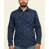 Moonshine Spirit Men's Floral Camo Print Long Sleeve Western Shirt  Navy