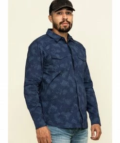 Moonshine Spirit Men's Floral Camo Print Long Sleeve Western Shirt  Navy -Moonshine Spirit Shop 2000296130 410 P3