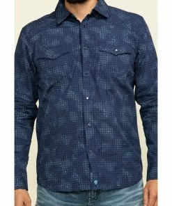 Moonshine Spirit Men's Floral Camo Print Long Sleeve Western Shirt  Navy -Moonshine Spirit Shop 2000296130 410 P4