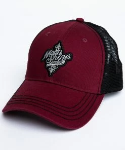 Moonshine Spirit Men's Burgundy Embroidered Logo Mesh Ball Cap