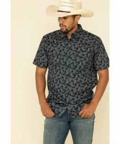 Moonshine Spirit Men's Excalibur Paisley Print Short Sleeve Western Shirt  Black -Moonshine Spirit Shop 2000309890 001 P1 1