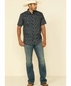 Moonshine Spirit Men's Excalibur Paisley Print Short Sleeve Western Shirt  Black -Moonshine Spirit Shop 2000309890 001 P3