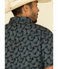 Moonshine Spirit Men's Excalibur Paisley Print Short Sleeve Western Shirt  Black -Moonshine Spirit Shop 2000309890 001 P5