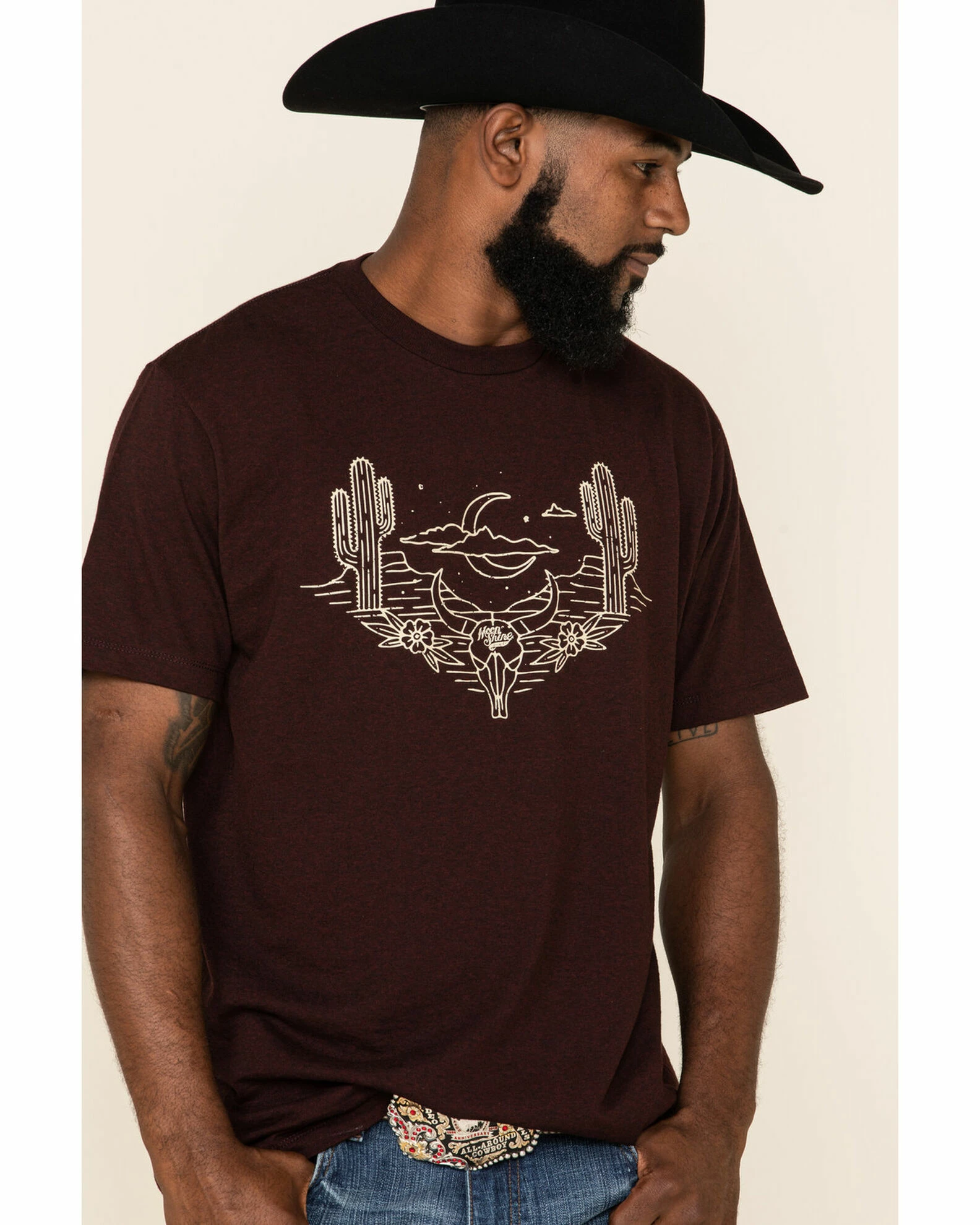 Moonshine Spirit Men's Peyote Graphic Short Sleeve T-Shirt Burgundy 4 Moonshine Spirit Men's Peyote Graphic Short Sleeve T-Shirt Burgundy - Image 4
