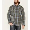 Moonshine Spirit Men's Greenwich Large Dobby Plaid Long Sleeve Western Shirt  Medium Blue