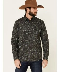 Moonshine Spirit Men's Legacy Large Paisley Print Long Sleeve Western Shirt  Multi