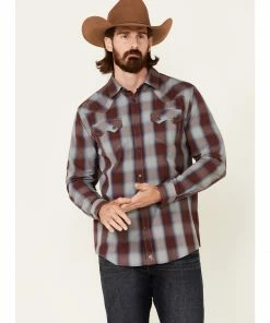 Moonshine Spirit Men's Sun Downer Large Plaid Long Sleeve Snap Western Shirt  Blue/red -Moonshine Spirit Shop 2000325459 940 P1 1