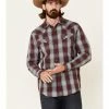 Moonshine Spirit Men's Sun Downer Large Plaid Long Sleeve Snap Western Shirt  Blue/red