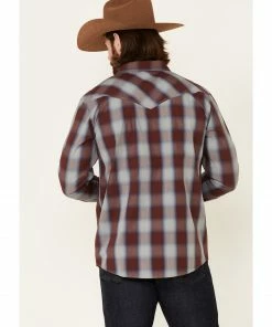 Moonshine Spirit Men's Sun Downer Large Plaid Long Sleeve Snap Western Shirt  Blue/red -Moonshine Spirit Shop 2000325459 940 P4