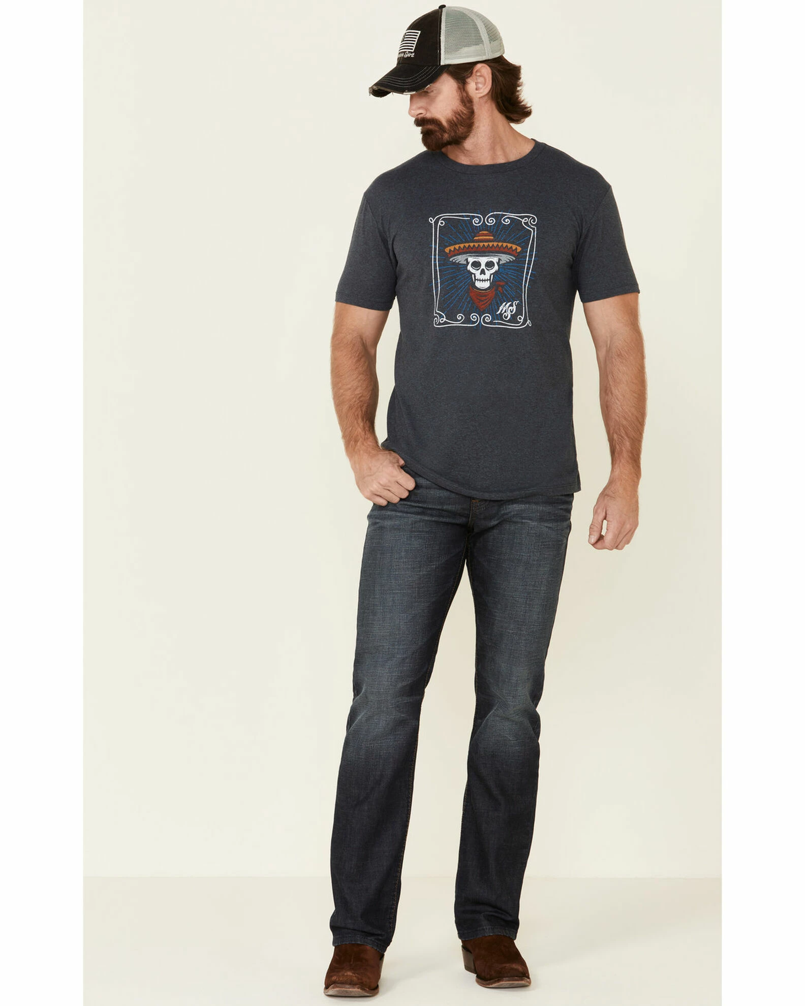 Moonshine Spirit Men's Framed Skull Graphic T-Shirt 2 Moonshine Spirit Men's Framed Skull Graphic T-Shirt - Image 2