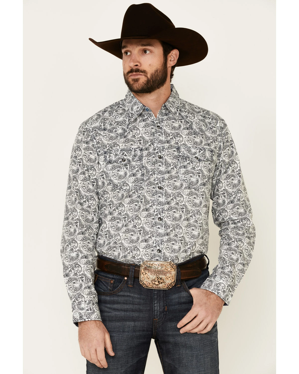 Moonshine Spirit Men's Ricochet Paisley Print Long Sleeve Snap Western Shirt White 6 Moonshine Spirit Men's Ricochet Paisley Print Long Sleeve Snap Western Shirt White - Image 6