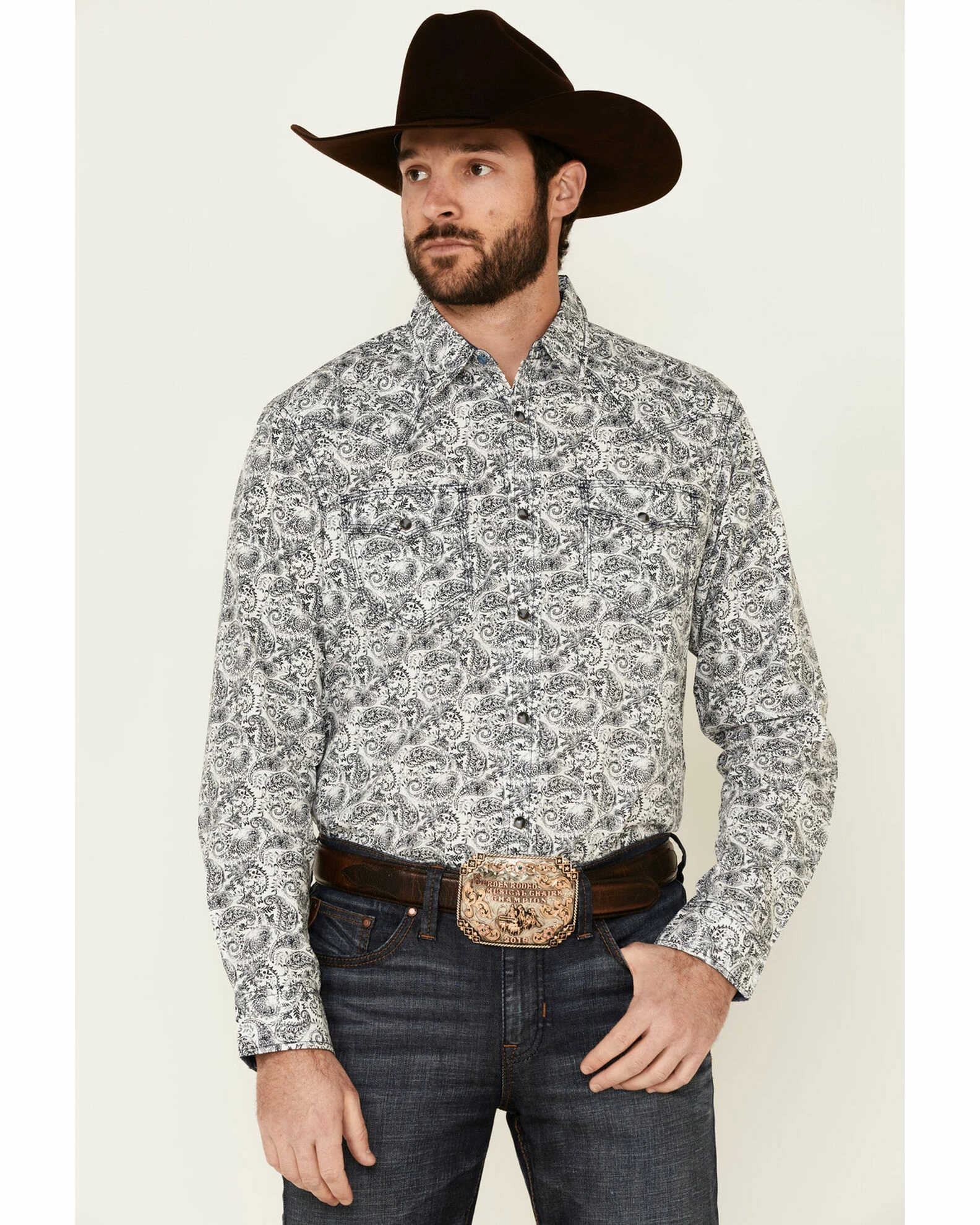 Moonshine Spirit Men's Ricochet Paisley Print Long Sleeve Snap Western Shirt White 1 Moonshine Spirit Men's Ricochet Paisley Print Long Sleeve Snap Western Shirt White