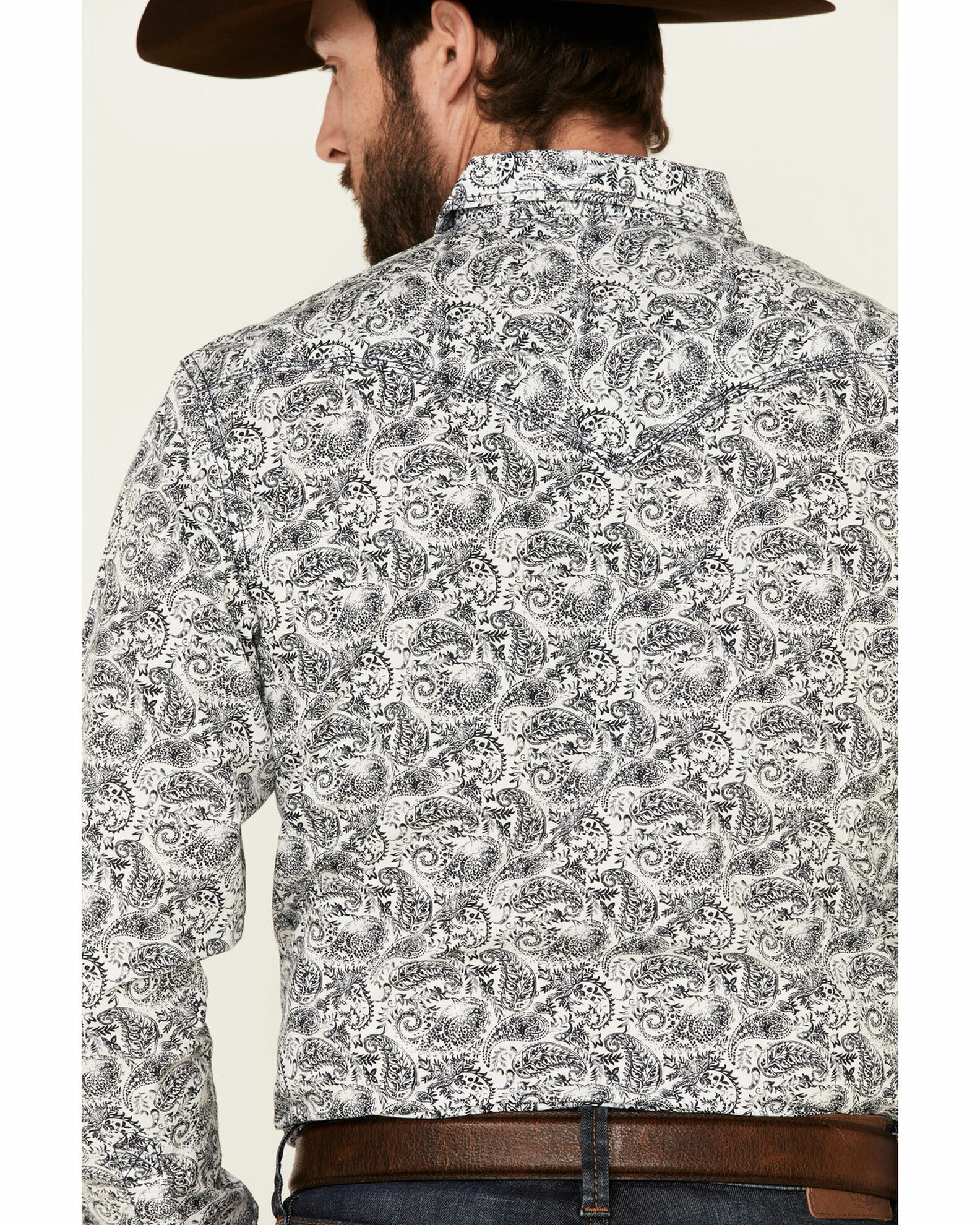 Moonshine Spirit Men's Ricochet Paisley Print Long Sleeve Snap Western Shirt White 5 Moonshine Spirit Men's Ricochet Paisley Print Long Sleeve Snap Western Shirt White - Image 5
