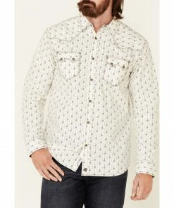 Moonshine Spirit Men's Commanche Chambray Geo Print Long Sleeve Snap Western Shirt  Ivory -Moonshine Spirit Shop 2000338414 103 P3