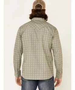 Moonshine Spirit Men's Sundial Geo Print Long Sleeve Snap Western Shirt  Forest Green -Moonshine Spirit Shop 2000338418 355 P4