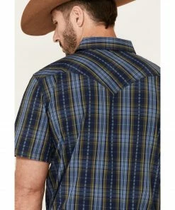 Moonshine Spirit Men's Mud On The Tires Large Plaid Short Sleeve Snap Western Shirt  Brown -Moonshine Spirit Shop 2000338460 200 P5