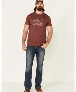 Moonshine Spirit Men's Heather Burgundy Canyon Graphic Short Sleeve T-ShirtÂ