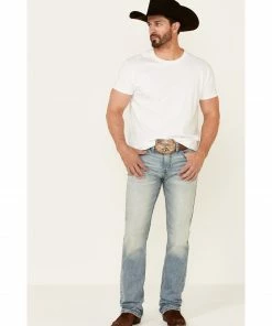 Moonshine Spirit Men's Wild West Light Wash Stretch Stackable Straight Jeans Blue