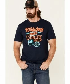 Moonshine Spirit Men's Whiskey & Help Neon Graphic Short Sleeve T-Shirt 