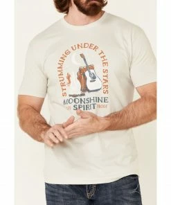 Moonshine Spirit Men's Oatmeal Strummin Under Stars Graphic Short Sleeve T-Shirt  -Moonshine Spirit Shop 2000340074 295 P3
