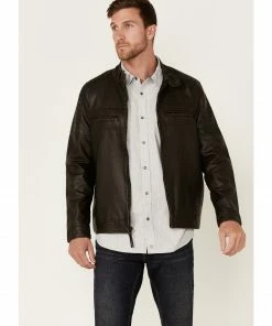 Moonshine Spirit Men's Gearhead 2.0 Faux Leather Zip-Front Moto Jacket  Black