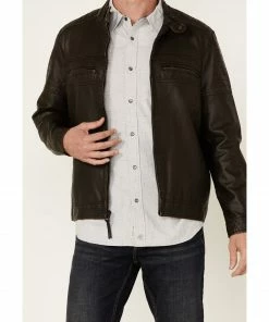 Moonshine Spirit Men's Gearhead 2.0 Faux Leather Zip-Front Moto Jacket  Black -Moonshine Spirit Shop 2000342731 001 P3