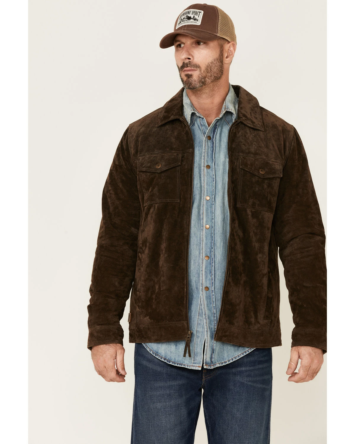 Moonshine Spirit Men's Brown Cromwell Suede Zip-Front Jacket 5 Moonshine Spirit Men's Brown Cromwell Suede Zip-Front Jacket - Image 5