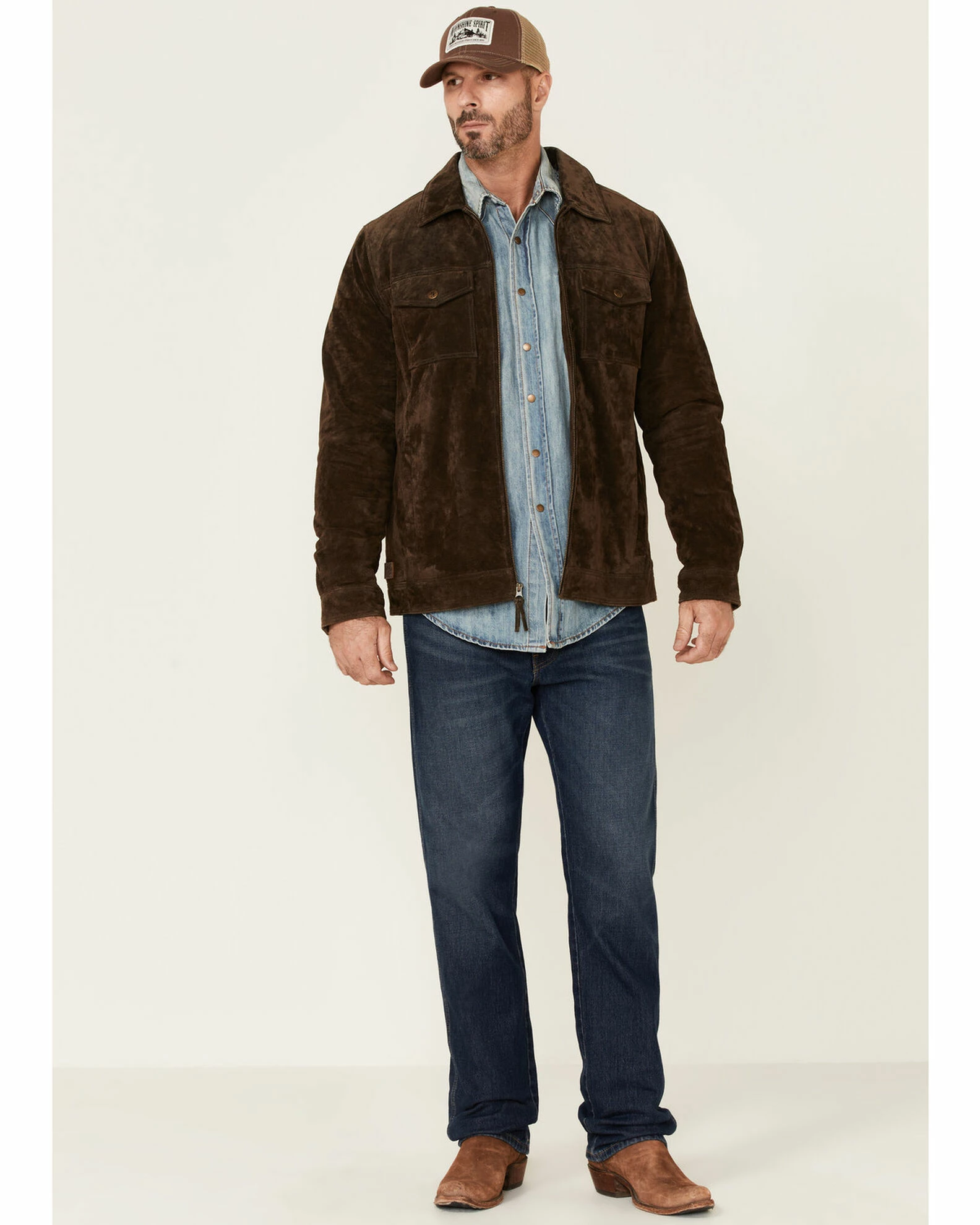 Moonshine Spirit Men's Brown Cromwell Suede Zip-Front Jacket 2 Moonshine Spirit Men's Brown Cromwell Suede Zip-Front Jacket - Image 2