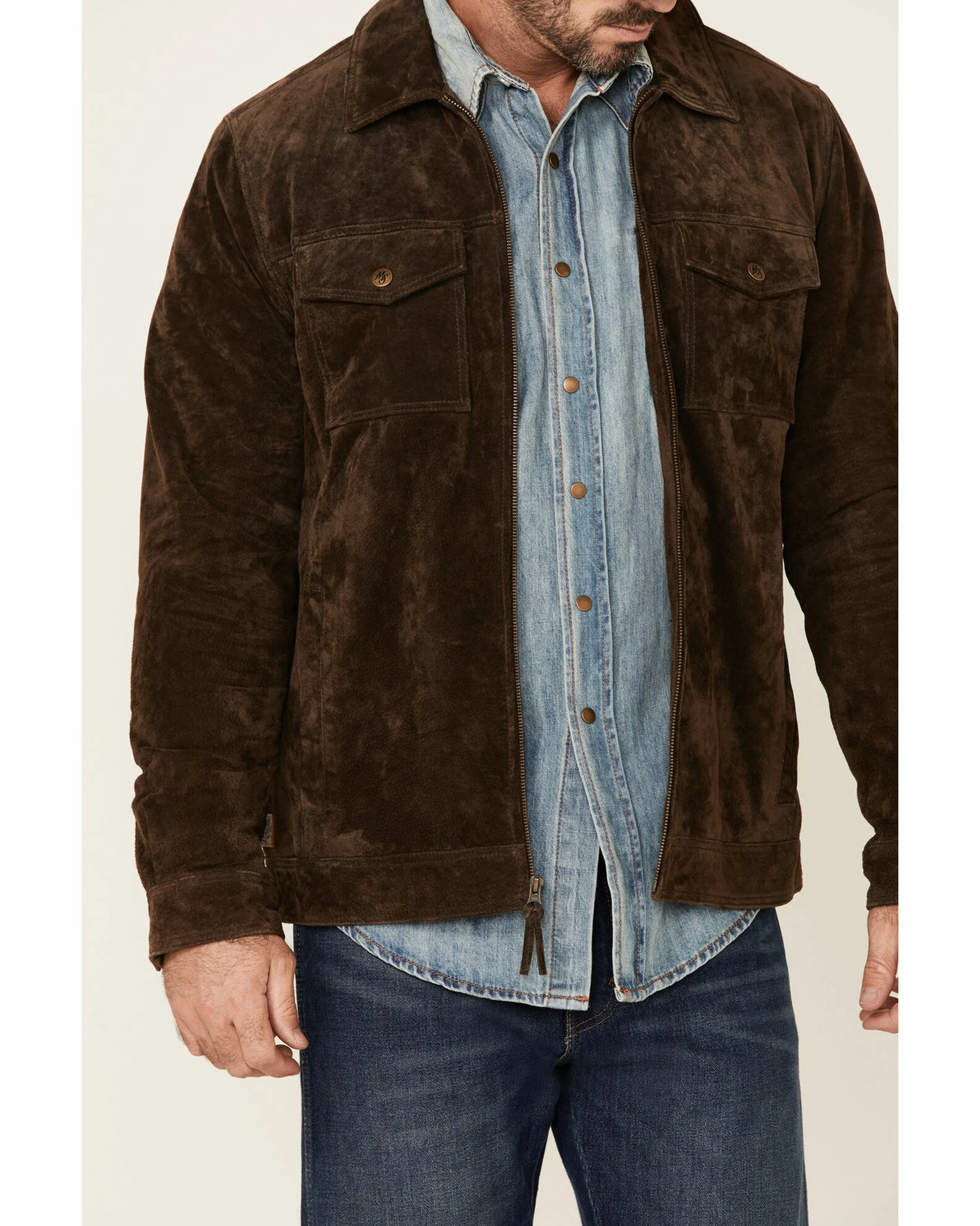 Moonshine Spirit Men's Brown Cromwell Suede Zip-Front Jacket 3 Moonshine Spirit Men's Brown Cromwell Suede Zip-Front Jacket - Image 3