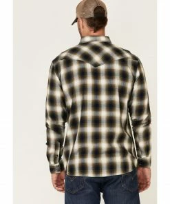 Moonshine Spirit Men's Green Lantern Plaid Long Sleeve Snap Western Flannel Shirt  -Moonshine Spirit Shop 2000342753 300 P4