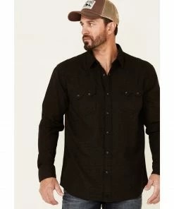 Moonshine Spirit Men's Truckee Herringbone Long Sleeve Snap Western Flannel Shirt  Brown