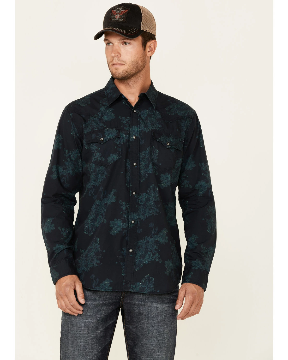 Moonshine Spirit Men's Prism Paisley Print Long Sleeve Snap Western Shirt Navy 5 Moonshine Spirit Men's Prism Paisley Print Long Sleeve Snap Western Shirt Navy - Image 5